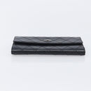 CHANEL 2.55 Matelasse Long Wallet Leather Black Silver CC Auth 205240V-6