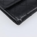 CHANEL 2.55 Matelasse Long Wallet Leather Black Silver CC Auth 205240V-14