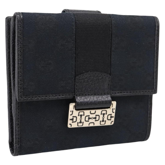 GUCCI GG Canvas Bifold Wallet Black Silver 146195 Auth 205241V