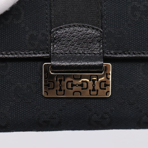 GUCCI GG Canvas Bifold Wallet Black Silver 146195 Auth 205241V