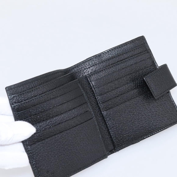 GUCCI GG Canvas Bifold Wallet Black Silver 146195 Auth 205241V