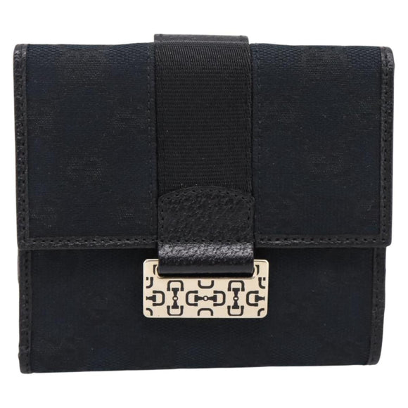 GUCCI GG Canvas Bifold Wallet Black Silver 146195 Auth 205241V