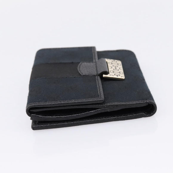 GUCCI GG Canvas Bifold Wallet Black Silver 146195 Auth 205241V