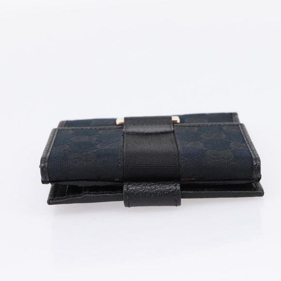 GUCCI GG Canvas Bifold Wallet Black Silver 146195 Auth 205241V