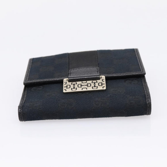 GUCCI GG Canvas Bifold Wallet Black Silver 146195 Auth 205241V