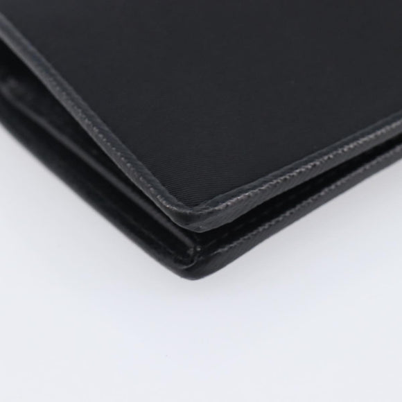 PRADA Bifold Wallet Nylon Black Gold Auth 205242M