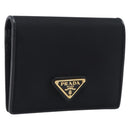 PRADA Bifold Wallet Nylon Black Gold Auth 205242M-1
