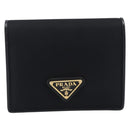 PRADA Bifold Wallet Nylon Black Gold Auth 205242M-13