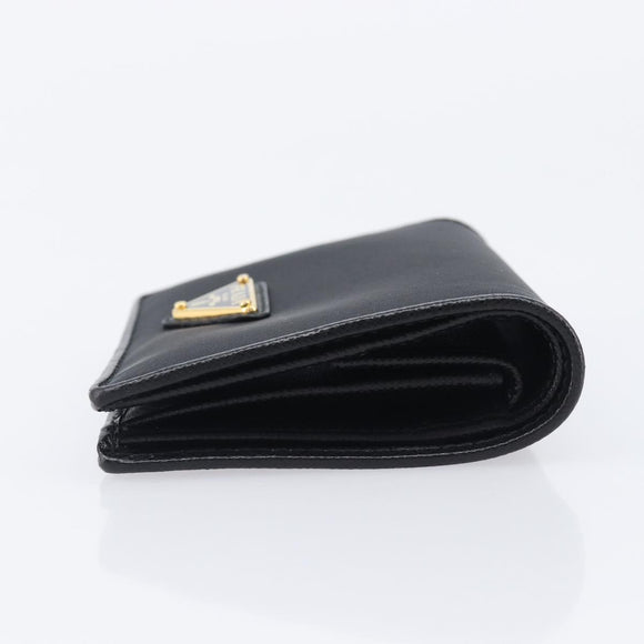 PRADA Bifold Wallet Nylon Black Gold Auth 205242M