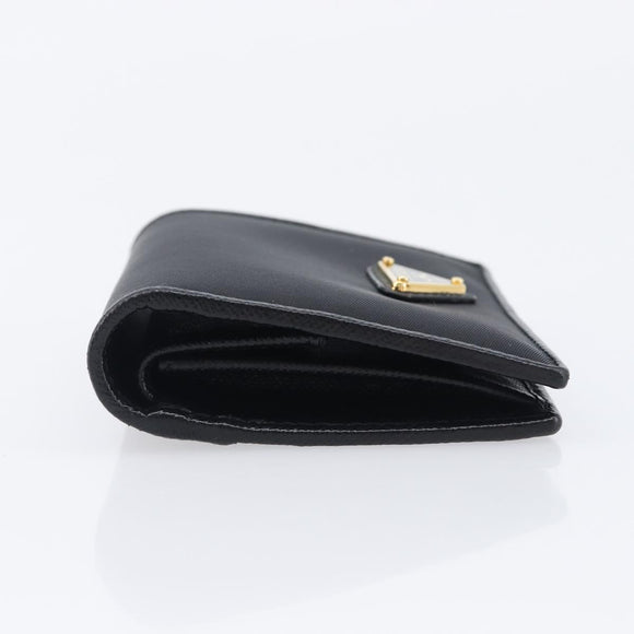 PRADA Bifold Wallet Nylon Black Gold Auth 205242M