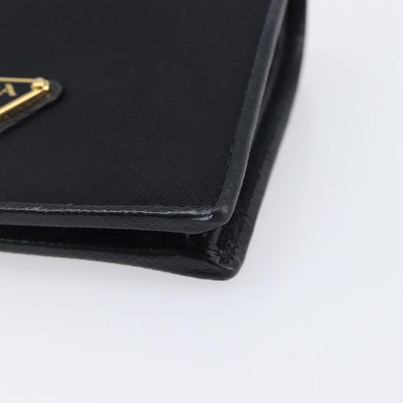 PRADA Bifold Wallet Nylon Black Gold Auth 205242M