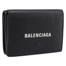 Balenciaga Trifold Wallet Leather Black Silver 594312 Auth 205243V-1