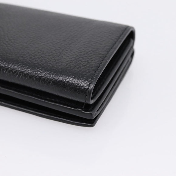 Balenciaga Trifold Wallet Leather Black Silver 594312 Auth 205243V