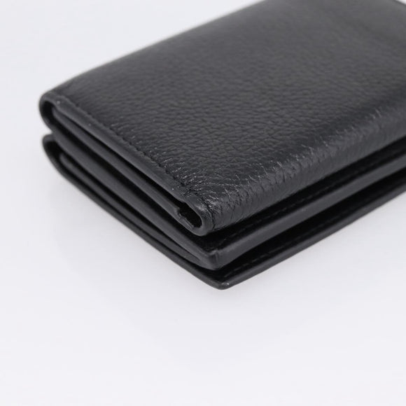 Balenciaga Trifold Wallet Leather Black Silver 594312 Auth 205243V