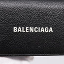 Balenciaga Trifold Wallet Leather Black Silver 594312 Auth 205243V-17