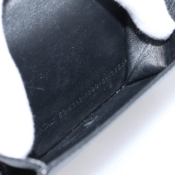 Balenciaga Trifold Wallet Leather Black Silver 594312 Auth 205243V