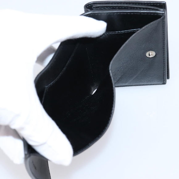 Balenciaga Trifold Wallet Leather Black Silver 594312 Auth 205243V