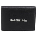 Balenciaga Trifold Wallet Leather Black Silver 594312 Auth 205243V-13