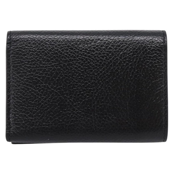 Balenciaga Trifold Wallet Leather Black Silver 594312 Auth 205243V