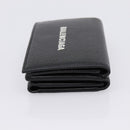 Balenciaga Trifold Wallet Leather Black Silver 594312 Auth 205243V-4
