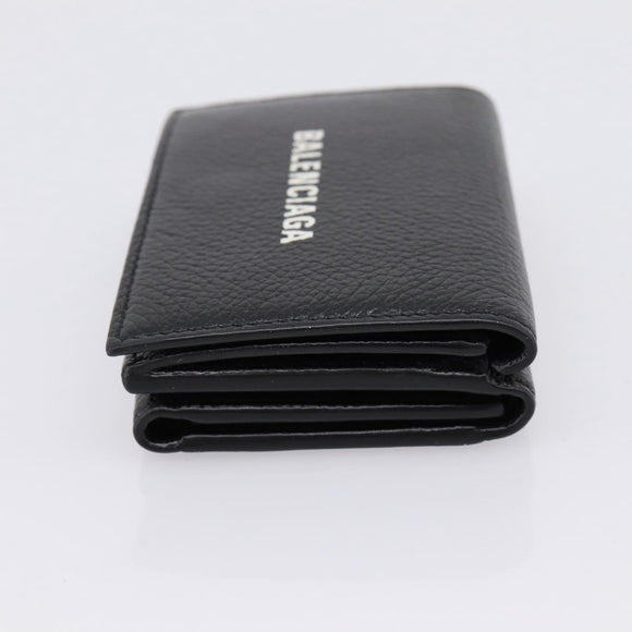 Balenciaga Trifold Wallet Leather Black Silver 594312 Auth 205243V