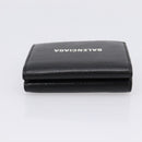 Balenciaga Trifold Wallet Leather Black Silver 594312 Auth 205243V-5