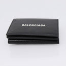 Balenciaga Trifold Wallet Leather Black Silver 594312 Auth 205243V-6