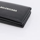 Balenciaga Trifold Wallet Leather Black Silver 594312 Auth 205243V-7