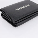 Balenciaga Trifold Wallet Leather Black Silver 594312 Auth 205243V-14