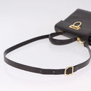 Salvatore Ferragamo Gancini Hand Bag Leather 2way Dark Brown Gold Auth 205246A-9
