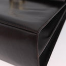 Salvatore Ferragamo Gancini Hand Bag Leather 2way Dark Brown Gold Auth 205246A-19