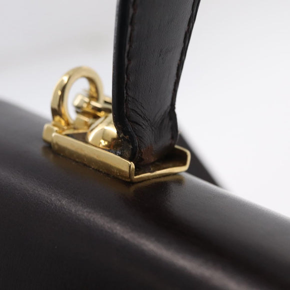 Salvatore Ferragamo Gancini Hand Bag Leather 2way Dark Brown Gold Auth 205246A