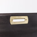 Salvatore Ferragamo Gancini Hand Bag Leather 2way Dark Brown Gold Auth 205246A-25