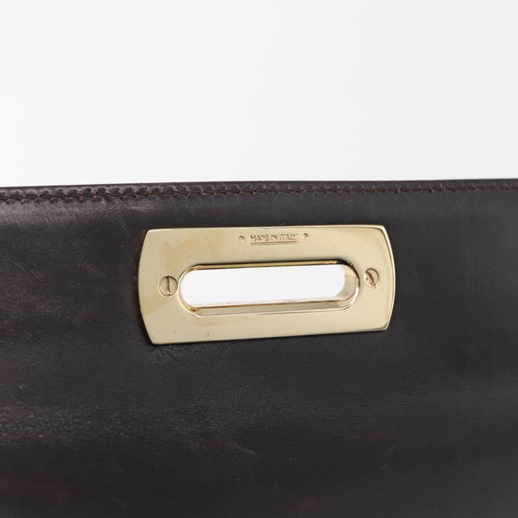 Salvatore Ferragamo Gancini Hand Bag Leather 2way Dark Brown Gold Auth 205246A