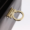 Salvatore Ferragamo Gancini Hand Bag Leather 2way Dark Brown Gold Auth 205246A-26