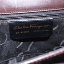 Salvatore Ferragamo Gancini Hand Bag Leather 2way Dark Brown Gold Auth 205246A-12