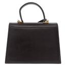Salvatore Ferragamo Gancini Hand Bag Leather 2way Dark Brown Gold Auth 205246A-2