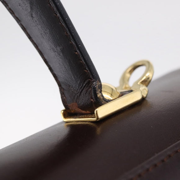 Salvatore Ferragamo Gancini Hand Bag Leather 2way Dark Brown Gold Auth 205246A