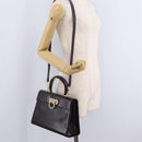 Salvatore Ferragamo Gancini Hand Bag Leather 2way Dark Brown Gold Auth 205246A-35