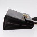 Salvatore Ferragamo Gancini Hand Bag Leather 2way Dark Brown Gold Auth 205246A-4