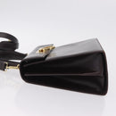 Salvatore Ferragamo Gancini Hand Bag Leather 2way Dark Brown Gold Auth 205246A-5