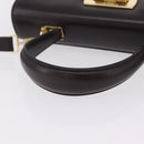 Salvatore Ferragamo Gancini Hand Bag Leather 2way Dark Brown Gold Auth 205246A-8