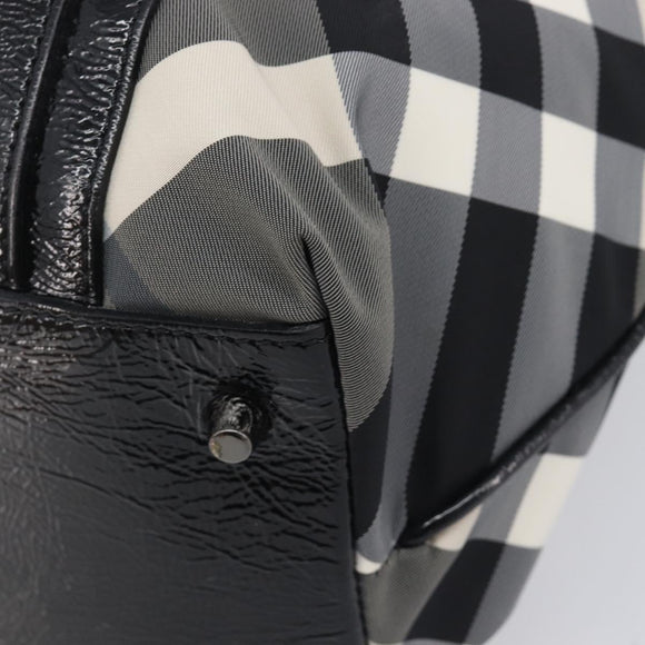 BURBERRY Nova Check Tote Bag Nylon Black Silver Auth 205247A
