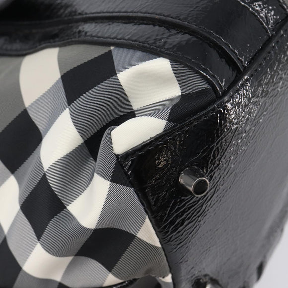 BURBERRY Nova Check Tote Bag Nylon Black Silver Auth 205247A