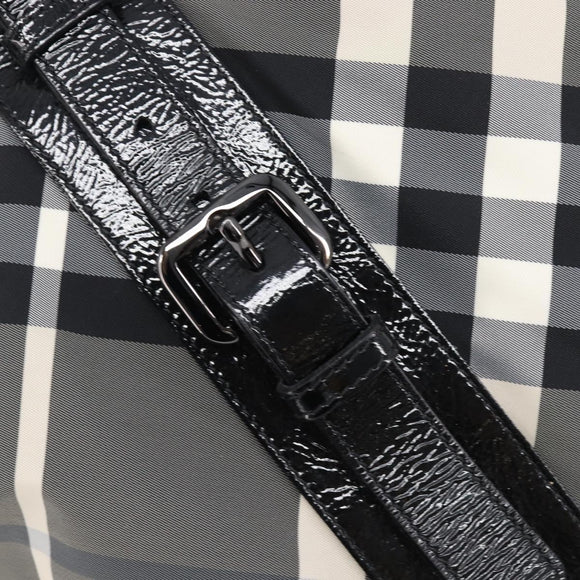 BURBERRY Nova Check Tote Bag Nylon Black Silver Auth 205247A