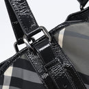 BURBERRY Nova Check Tote Bag Nylon Black Silver Auth 205247A-17
