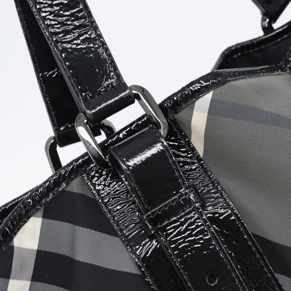 BURBERRY Nova Check Tote Bag Nylon Black Silver Auth 205247A