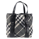 BURBERRY Nova Check Tote Bag Nylon Black Silver Auth 205247A-13