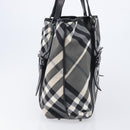 BURBERRY Nova Check Tote Bag Nylon Black Silver Auth 205247A-3