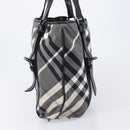 BURBERRY Nova Check Tote Bag Nylon Black Silver Auth 205247A-4